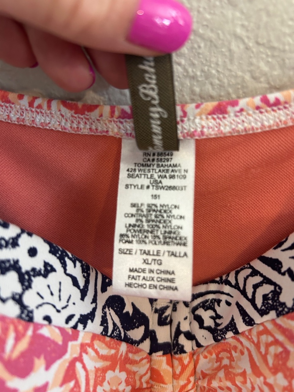 Sexy Tommy Bahama Coral Printed Tankini Top with adjustable straps - Picture 7 of 9